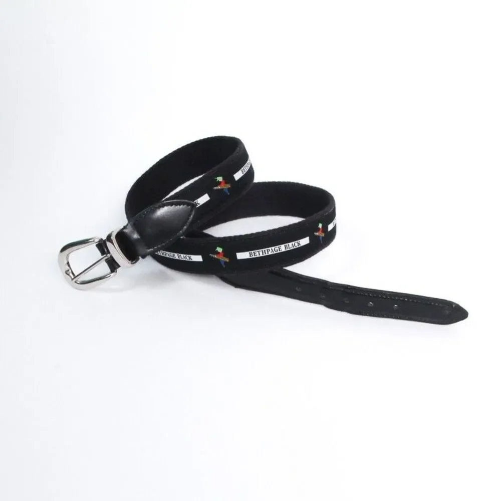 Bethpage Black Golf YRI Mens Size 40 Ribbon Belt Black Leather Silver Buckle